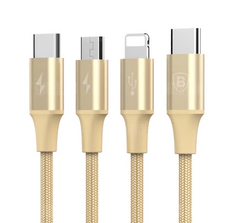 Кабель Baseus Rapid Series 3 in 1 Type-C - Micro USB - Lightning - Type-C 1.2м Кабель Baseus Rapid Series 3 in 1 Type-C - Micro USB - Lightning - Type-C 1.2м