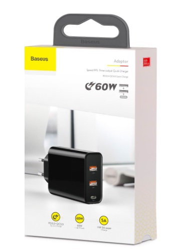 Сетевое зарядное устройство Baseus Speed PPS Quick charger 60W (CCFS-G01) 2 x USB, Type-C Сетевое зарядное устройство Baseus Speed PPS Quick charger 60W (CCFS-G01) 2 x USB, Type-C