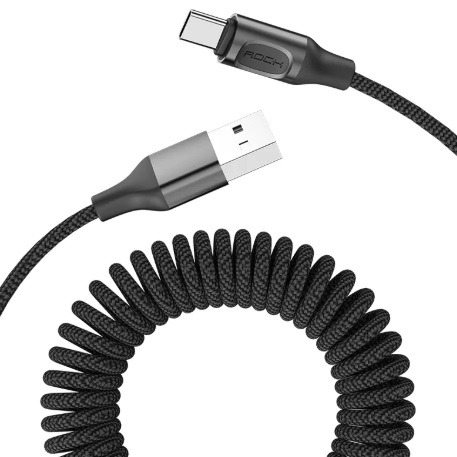 Кабель ROCK Stretchable Charge Synk Cable USB - Type-C 1.5М RCB0657 Кабель ROCK Stretchable Charge Synk Cable USB - Type-C 1.5М RCB0657