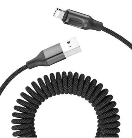 Кабель ROCK Stretchable Charge Synk Cable USB - Lightning 1.5М RCB0656 Кабель ROCK Stretchable Charge Synk Cable USB - Lightning 1.5М RCB0656