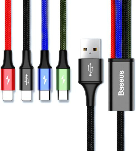 Кабель Baseus 4-in-1 Rapid Series Micro USB - Type-C - Lighting (х2) (CA1T4-A01) 1.2м Кабель Baseus 4-in-1 Rapid Series Micro USB - Type-C - Lighting (х2) (CA1T4-A01) 1.2м