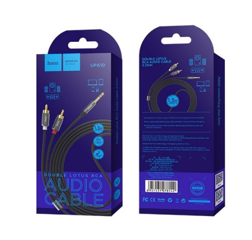 Кабель AUX HOCO UPA10 Double Lotus RCA Audio Cable 3.5mm 1.5 м.