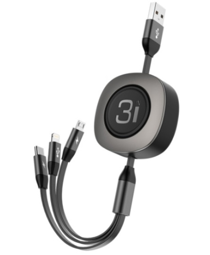 Кабель Rock G3 Stretchable Cable 3 in 1 телескопический "рулетка" (RCB0738) 120 см. Кабель Rock G3 Stretchable Cable 3 in 1 телескопический "рулетка" (RCB0738) 120 см.