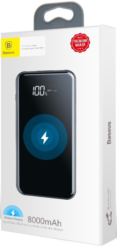 Внешний аккумулятор с функцией беспроводной зарядки Baseus Power Bank QI Wireless Charger 2A Dual USB 8000mAh (PPALL-EX01, PPALL-EX09)