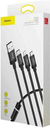 Кабель Baseus Data Faction 3 in 1 Micro USB - Type-C - Lighting 1.2м (CAMLT-PY01, CAMLT-PY03, CAMLT-PY03, CAMLT-PY09) Кабель Baseus Data Faction 3 in 1 Micro USB - Type-C - Lighting 1.2м (CAMLT-PY01, CAMLT-PY03, CAMLT-PY03, CAMLT-PY09)