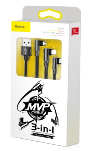 Кабель Baseus MVP 3-in-1 Mobile Game Cable Micro USB - Lightning - Type-C (CAMLT-WZ01) 1.2м 3.5A