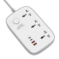 Сетевой фильтр - удлинитель LDNIO SC3416 - Power Strip 3250W, 3 розетки, 4 USB, 2м