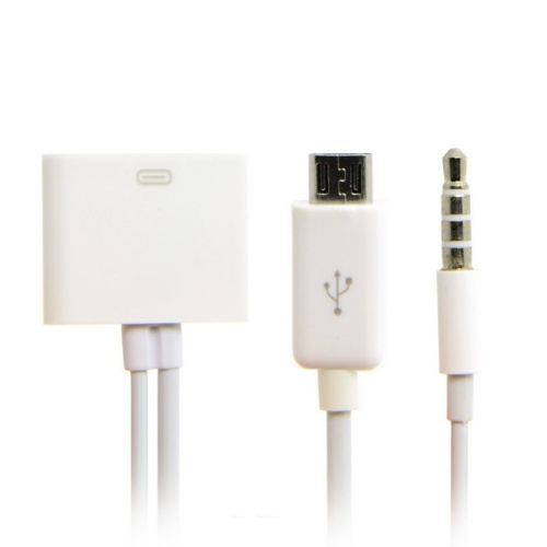 Адаптер Micro USB to 30 Pin Speaker Dock 3.5mm Audio Адаптер Micro USB to 30 Pin Speaker Dock 3.5mm Audio