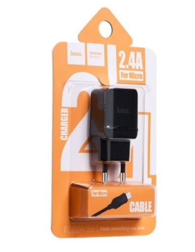 Зарядное устройство Hoco C22A 2.4 A + Micro USB кабель Зарядное устройство Hoco C22A 2.4 A + Micro USB кабель