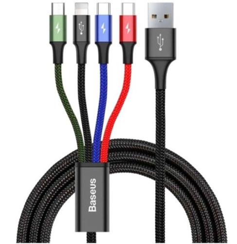 Кабель Baseus 4-in-1 Rapid Series Cable (CA1T4-B01) Type-C (2x) - Micro USB - Lightning 1.2м Кабель Baseus 4-in-1 Rapid Series Cable (CA1T4-B01) Type-C (2x) - Micro USB - Lightning 1.2м