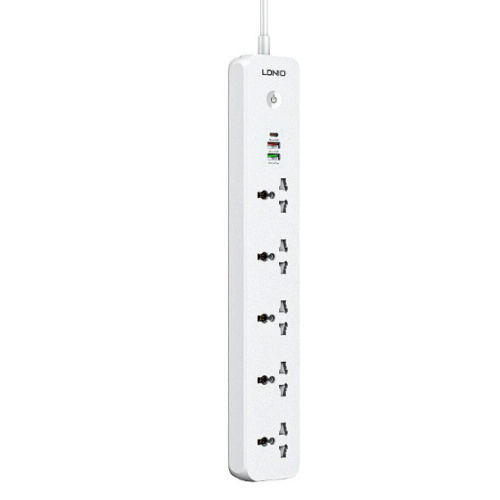 Сетевой фильтр LDNIO SC5319, 2500W, 5 розеток, 2xUSB-A, 1xPD, 2м