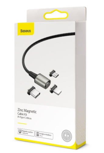 Кабель магнитный Baseus Zinc Magnetic Cable Kit IP-Type-C-Micro (TZCAXC-A01) 1м