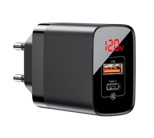 Сетевое зарядное устройство Baseus Mirror Lake (CCJMHC-A01, CCJMHC-A02) 18W, Digital Display, Quick Charge, USB, Type-C