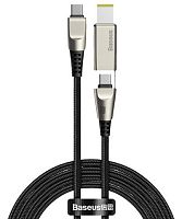 Кабель Baseus Flash Series One-for-two Fast Charging Data Cable with Square Head Type-C - Type-C + DC 100W 2m (CA1T2-B01) с разъемом для ноутбука