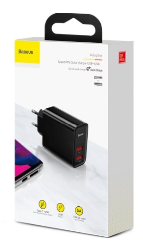 Сетевое зарядное устройство Baseus Speed PPS Quick Charger 2 х USB (CCFS-E01, CCFS-E02) QC3.0 Сетевое зарядное устройство Baseus Speed PPS Quick Charger 2 х USB (CCFS-E01, CCFS-E02) QC3.0