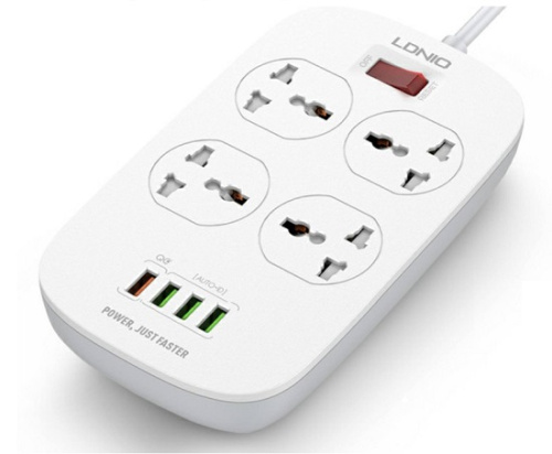 Сетевой фильтр LDNIO SC4407 Defender Series 2500W 4 розетки, 4 USB, 2м