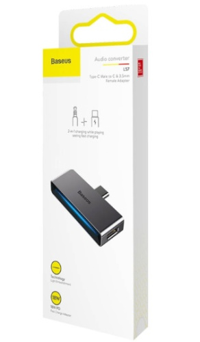 Адаптер Baseus Audio Converter L57 - Type-C Male to C & 3.5mm Female Adapter 18W PD Fast Charge (CATL57-01, CATL57-0A)