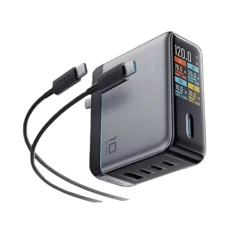 Сетевое зарядное устройство с дисплеем и кабелем CUKTECH 10 GaN Ultra 120W Max 4-порта (AD1204UE) Сетевое зарядное устройство с дисплеем и кабелем CUKTECH 10 GaN Ultra 120W Max 4-порта (AD1204UE)