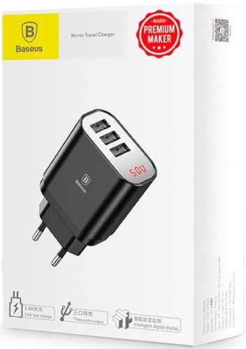 Сетевой блок питания Baseus Mirror Travel Charger 3 USB 3.4А(CCALL-BH01, CCALL-BH02) Сетевой блок питания Baseus Mirror Travel Charger 3 USB 3.4А(CCALL-BH01, CCALL-BH02)
