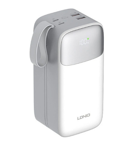 Внешний аккумулятор LDNIO PQ50 50000mah Power Bank c встроенными кабелями Type-C и Lightning
