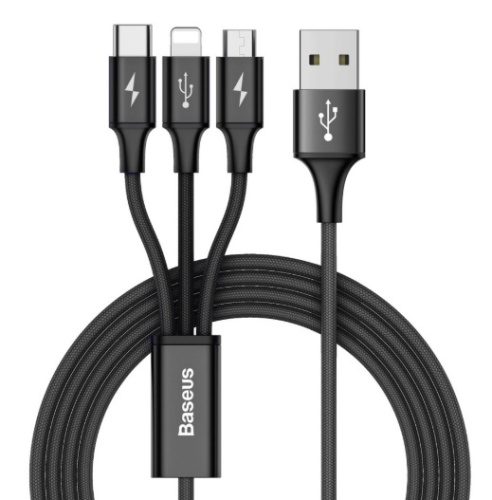 Кабель Baseus Halo Data 3-in-1 Cable Usb For M+L+T (CAMLT-HA01, CAMLT-HA09) 1.2m 3.5A