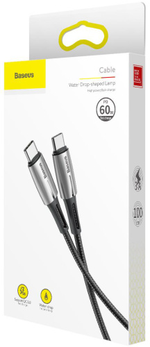 Кабель Baseus Water Drop-shaped Lamp (CATSD-J01) Type-C - Type-C PD 60W 1м