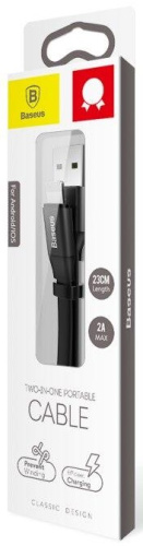 Кабель Baseus Two In One Portable Lightning - Micro USB - USB 0.23м (CALMBJ-A01, CALMBJ-A0V, CALMBJ-0S)