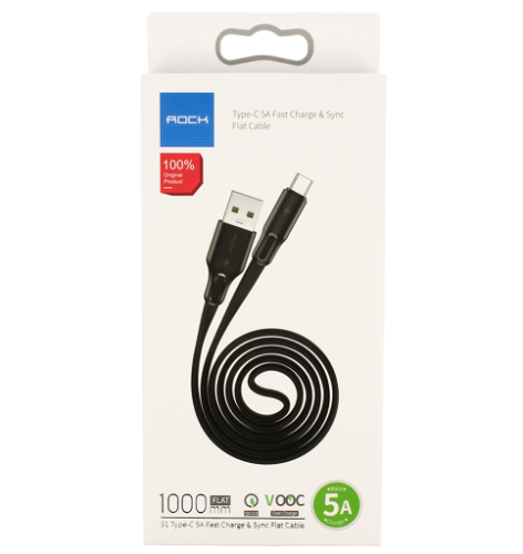 Кабель Rock S1 Type-C 5A Fast Charge - Sync Flat Cable 1м (RCB0740)