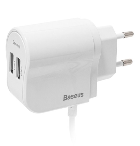 Сетевое зарядное устройство Baseus AC40 Dual USB Charger with iP Cable 10W (CCAC40-L02) Сетевое зарядное устройство Baseus AC40 Dual USB Charger with iP Cable 10W (CCAC40-L02)